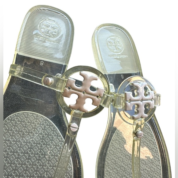 New TORY BURCH Mini Miller Clear Jelly Thong Logo Sandals, Size 8 M - Picture 6 of 8